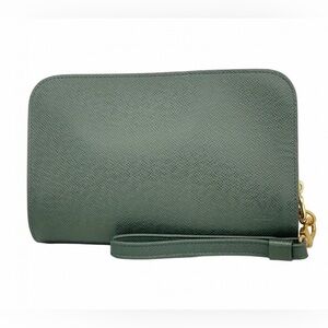 Auth LOUIS VUITTON Baikal Second Taiga Green Leather Clutch Bag France 💚💚💚